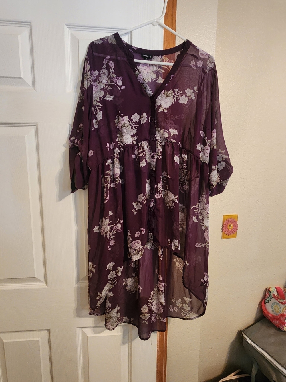 torrid Plum Floral V-Neck Tunic